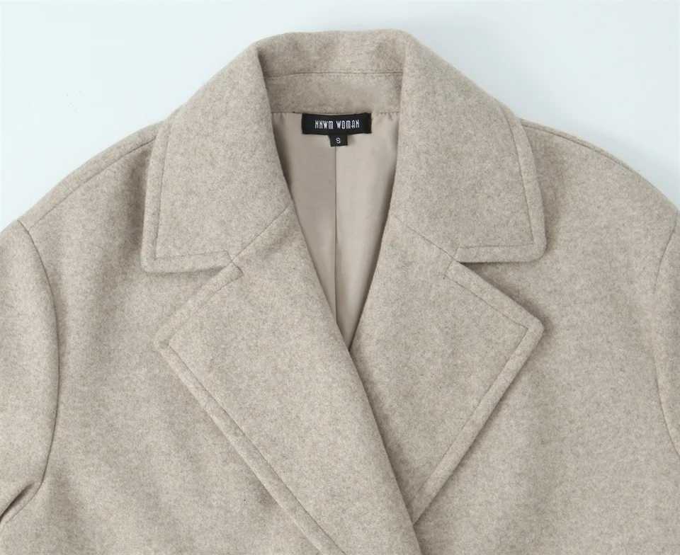 PB ZA Autumn/Winter New Womens Fashion Soft Loose Collar Long Sleeve Medium Length Woolen Coat Z250813