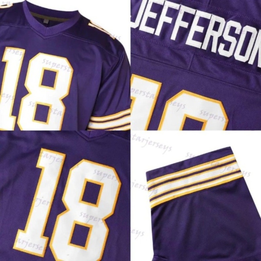 Personalized Custom Football Jersey Jefferson McCarthy Moss Darnold Addison Hockenson Smith Men Women Youth Embroidered Letter Number Desgined Polyest