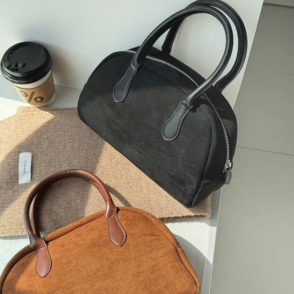 Korean Autumn Winter New Niche Design Ins Suede Handbag for Women Texture Versatile Commuting Bowling Bag ddmymarket