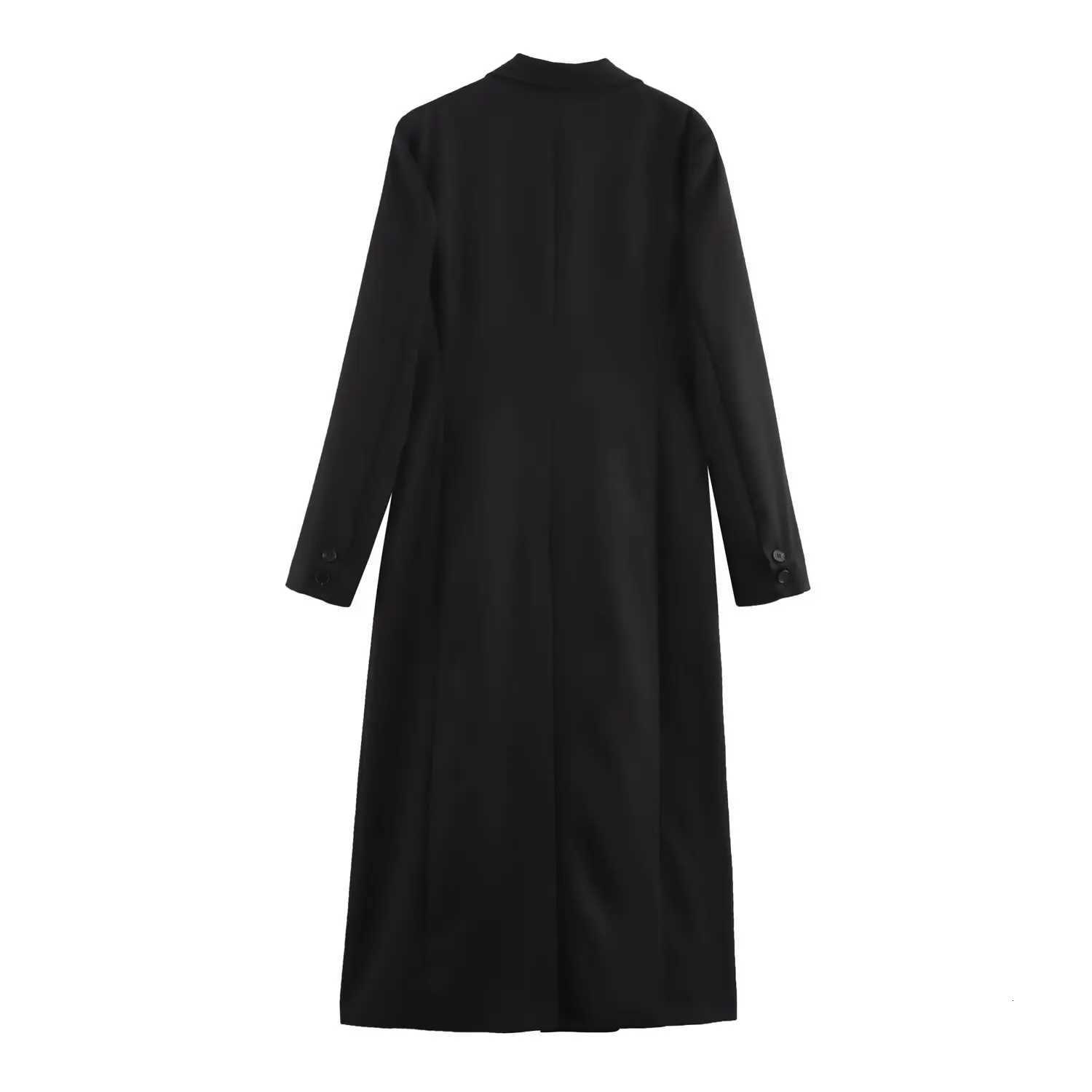 European and American Fashion Slim-fitting Long-sleeved Woolen Extended Coat 2025 Spring New Product Z250813