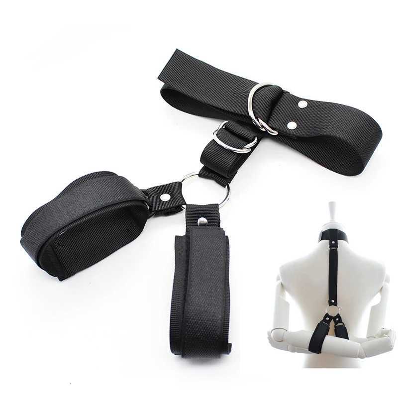Black Nylon Bdsm Collar Reverse Handcuffs Bdsm Bondage Set Sex Toys For Couples Slave Restraints Set Sex Shop XJ250813