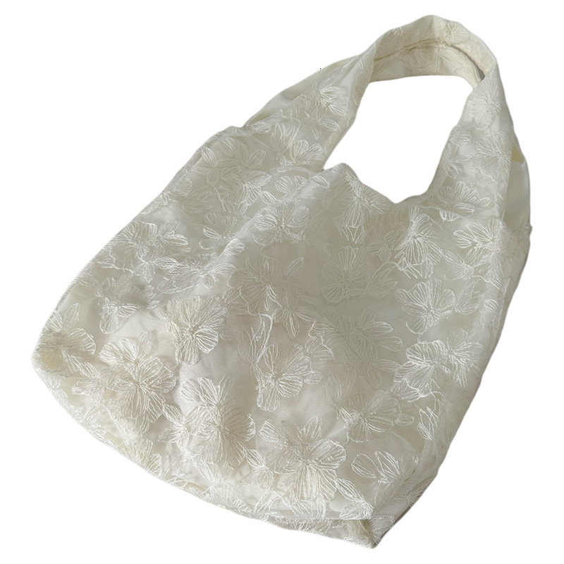 Summer Fairy Lace Cherry Blossom Large Capacity Canvas for Women 2025 New Trendy Korean Style Artistic Tote Bag ddmymarket