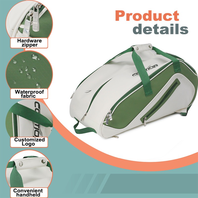 Pickleball Bag Padel Racket Backpack Large Capacity for Men Women Separate Waterproof Shoes Compartment Pickleball Accessories -Pockets Fits 2 to 4 Pa