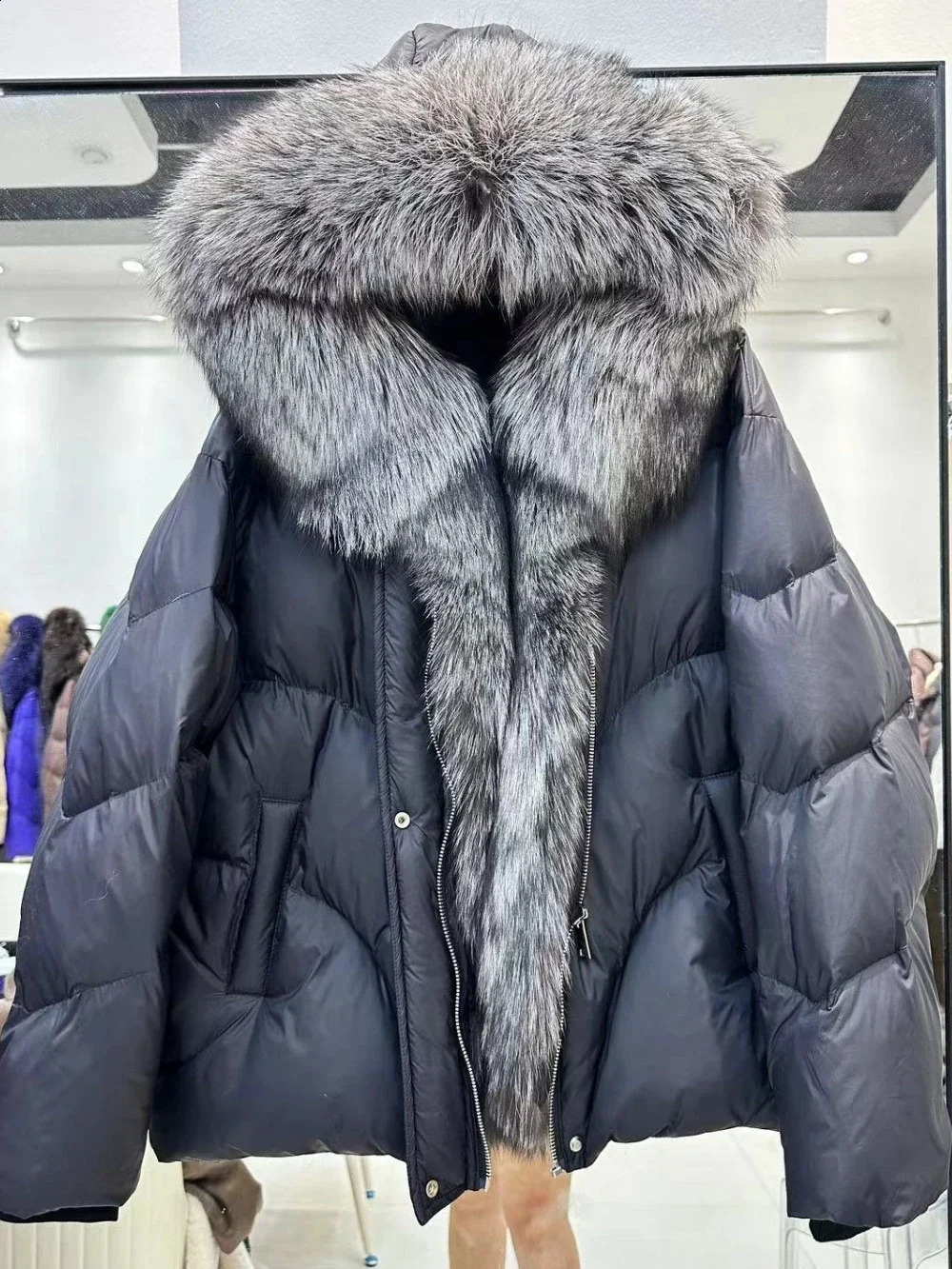 OFTBUY Fur Coat Winter Fashion Fox Fur jacket Wnite Duck Down coat Women Office Lady Casual Hooded Warm Female 250811