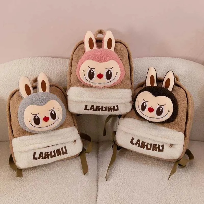 2025 Labubu Cartoon Backpack Plush Bag Cute Cashmere Backpack Large Capacity Backpack Copy Bag Classic Series Labubu