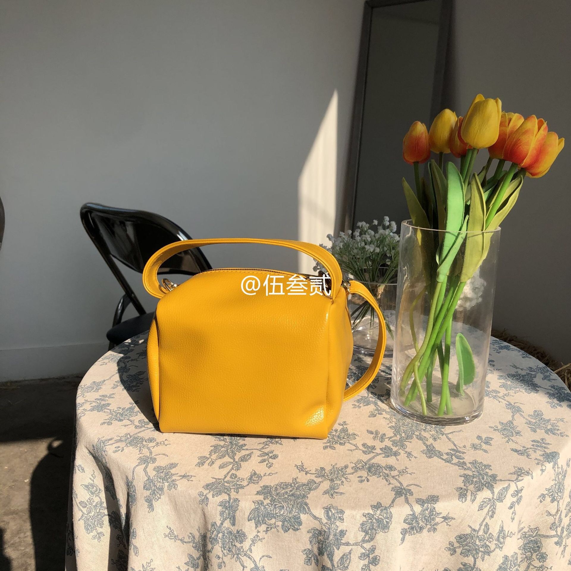 Summer Korean New Versatile 2024 Women's Stylish Solid Color Small Orange Square Lychee Pattern Tofu Bag ddmymarket