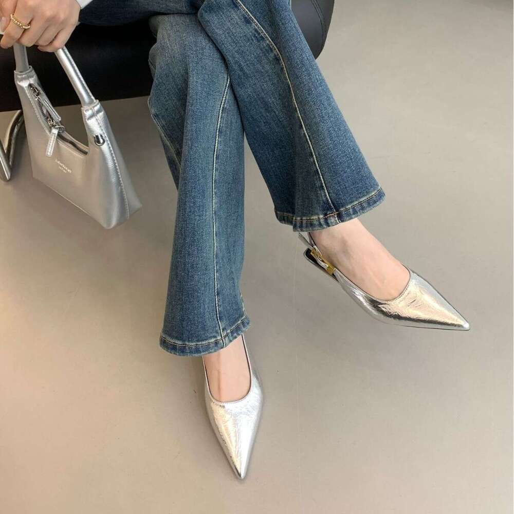 French Pointed Kitten Heel Designer shoe High Heels Closed Toe Sandals Spring Summer 2025 New Evening Style Single Shoes