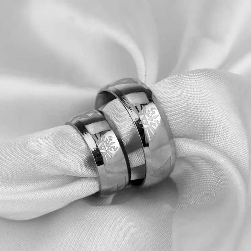 The Zeldas Triforce Triangle Symbol Band Ring for Men Women Stainless Steel Finger Rings Cosplay Party Jewelry W250812