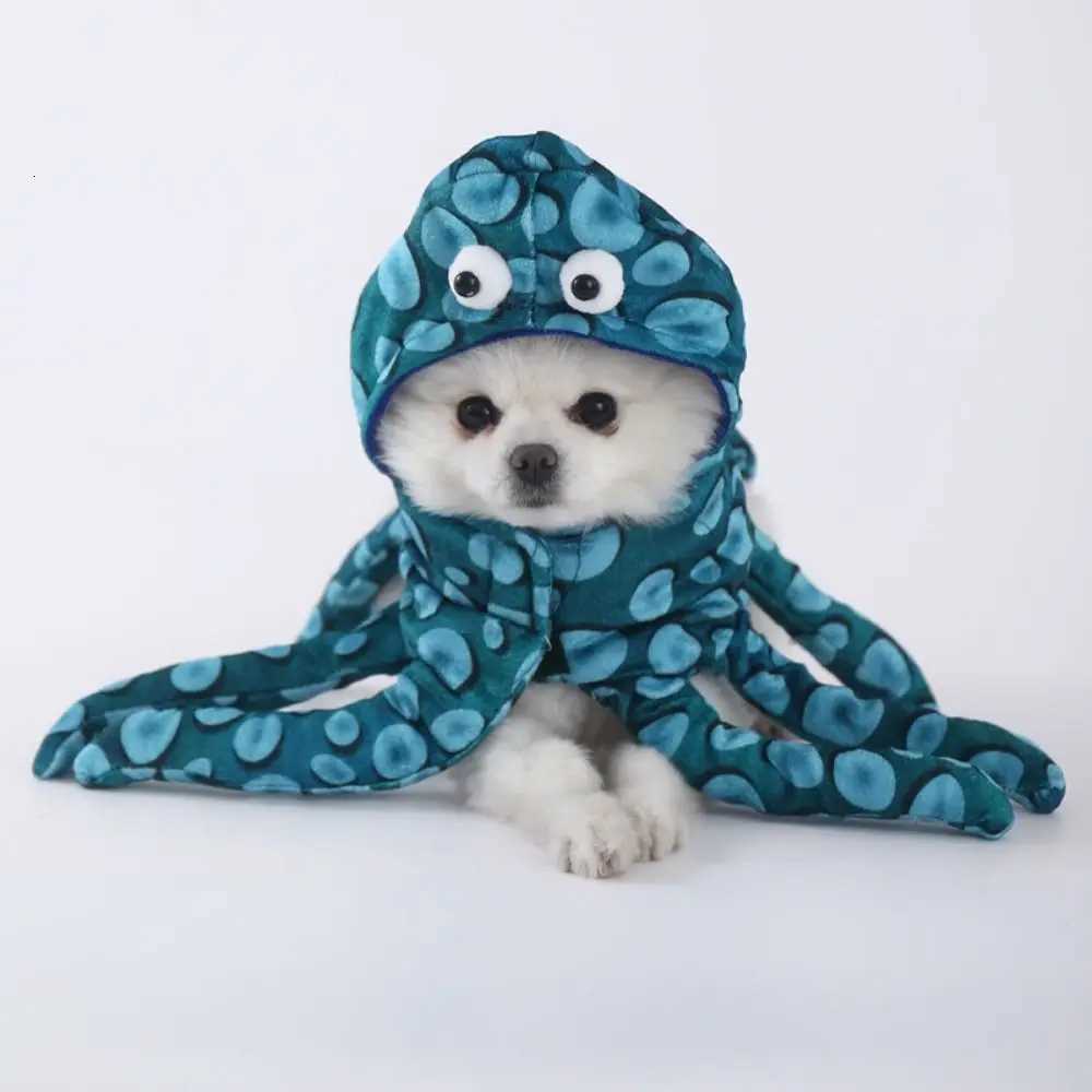 Creative Pet Transformation Outfit Octopus Shape Polyester Halloween Pet Clothes Blue Funny Dog Cosplay Costume Winter Apparel XJ250813