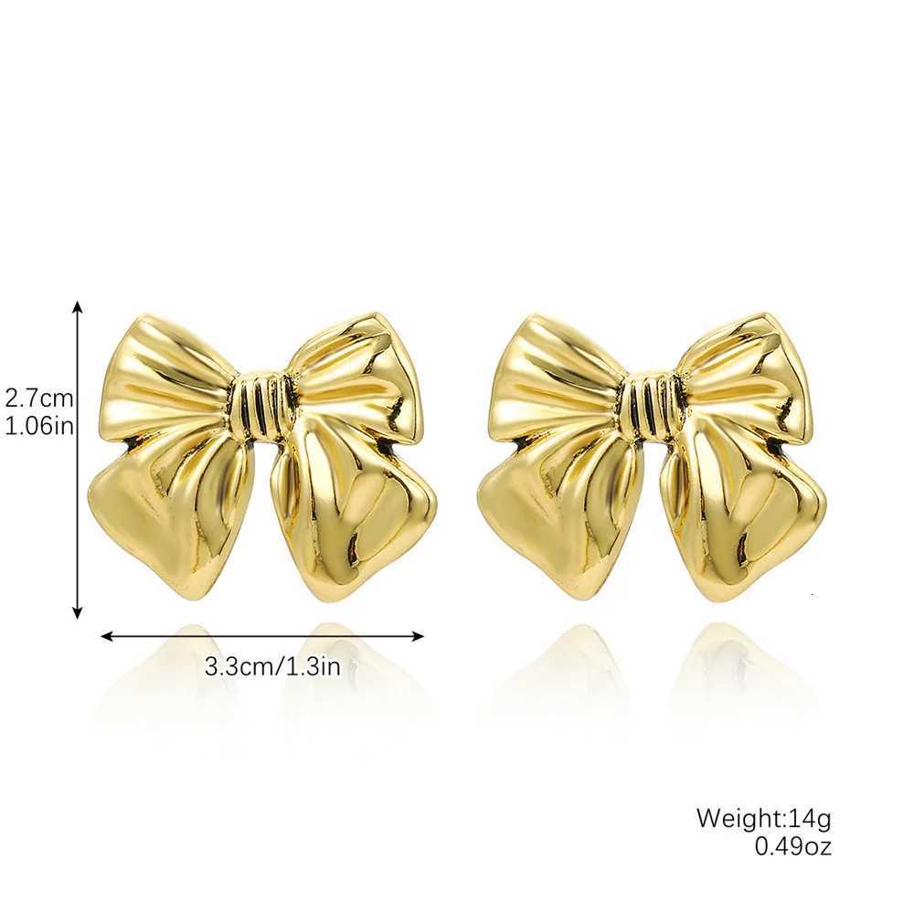 Gold Color Alloy Stud Earrings Simple Bow Earring For Women French Retro Earrings Fashion Jewelry Trendy Accessories Gifts Y250812