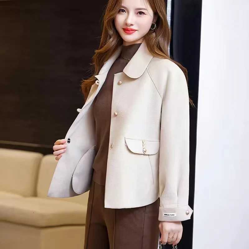 New Fashion Women Woolen Coat Autumn Winter Loose Double-Sided Cashmere Short Wool Coat Female Outerwear Ladies Jacket Tops Z250813