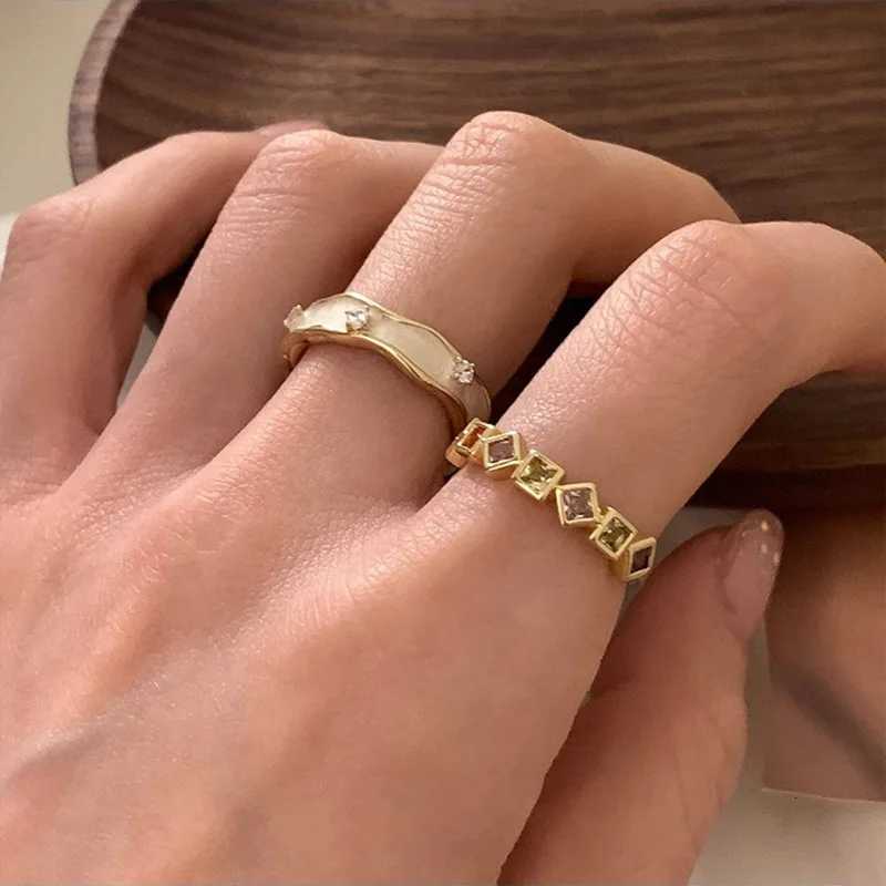 New Fashion Silver Gold Color Double Enamel White Irregular Punk Open Finger Ring for Women Girl Jewelry Gift Dropship W250812