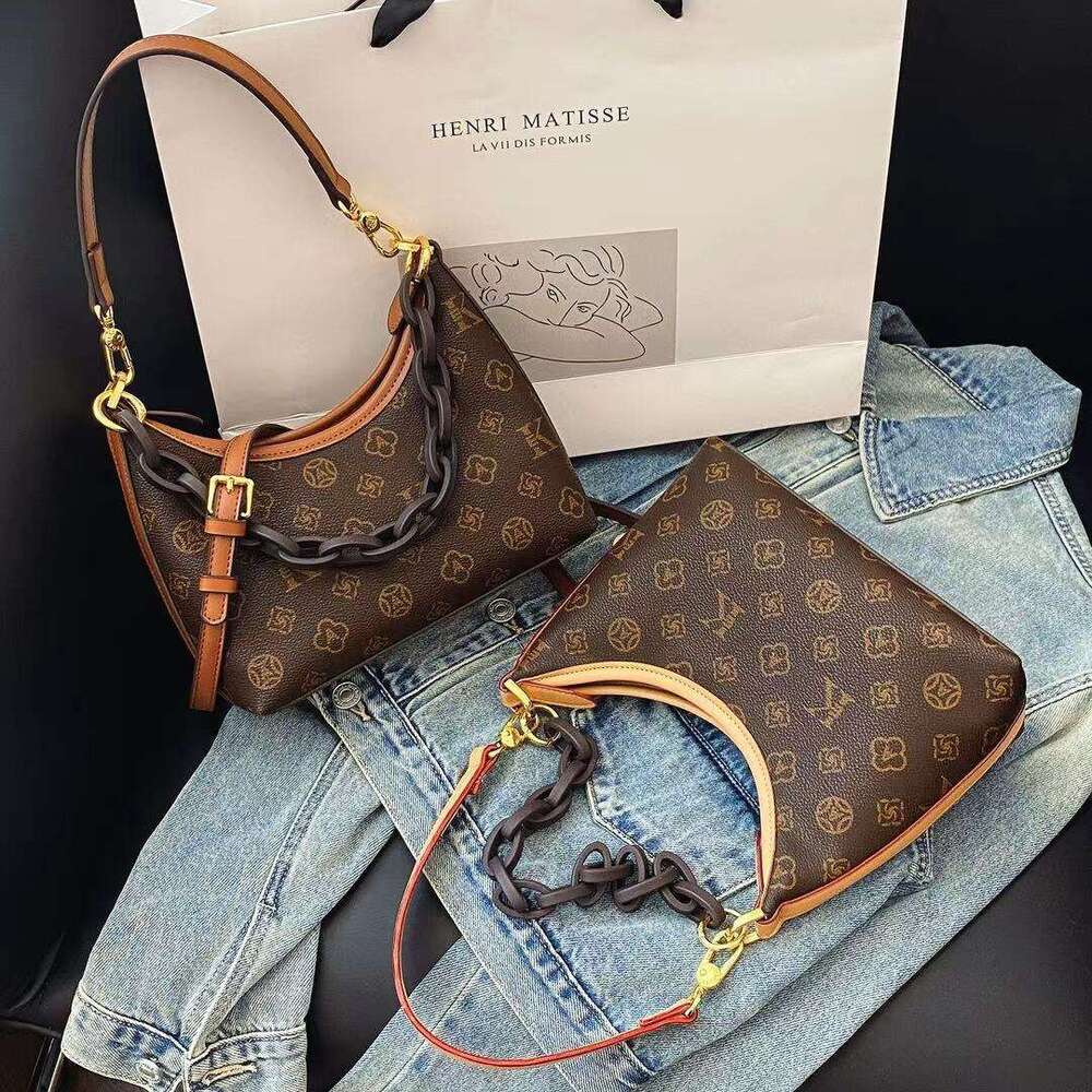 DHessentials Gutiko Crescent New Moon 2025 High-end Luxury Fashion Old Flower Single Shoulder Underarm Bag Trend