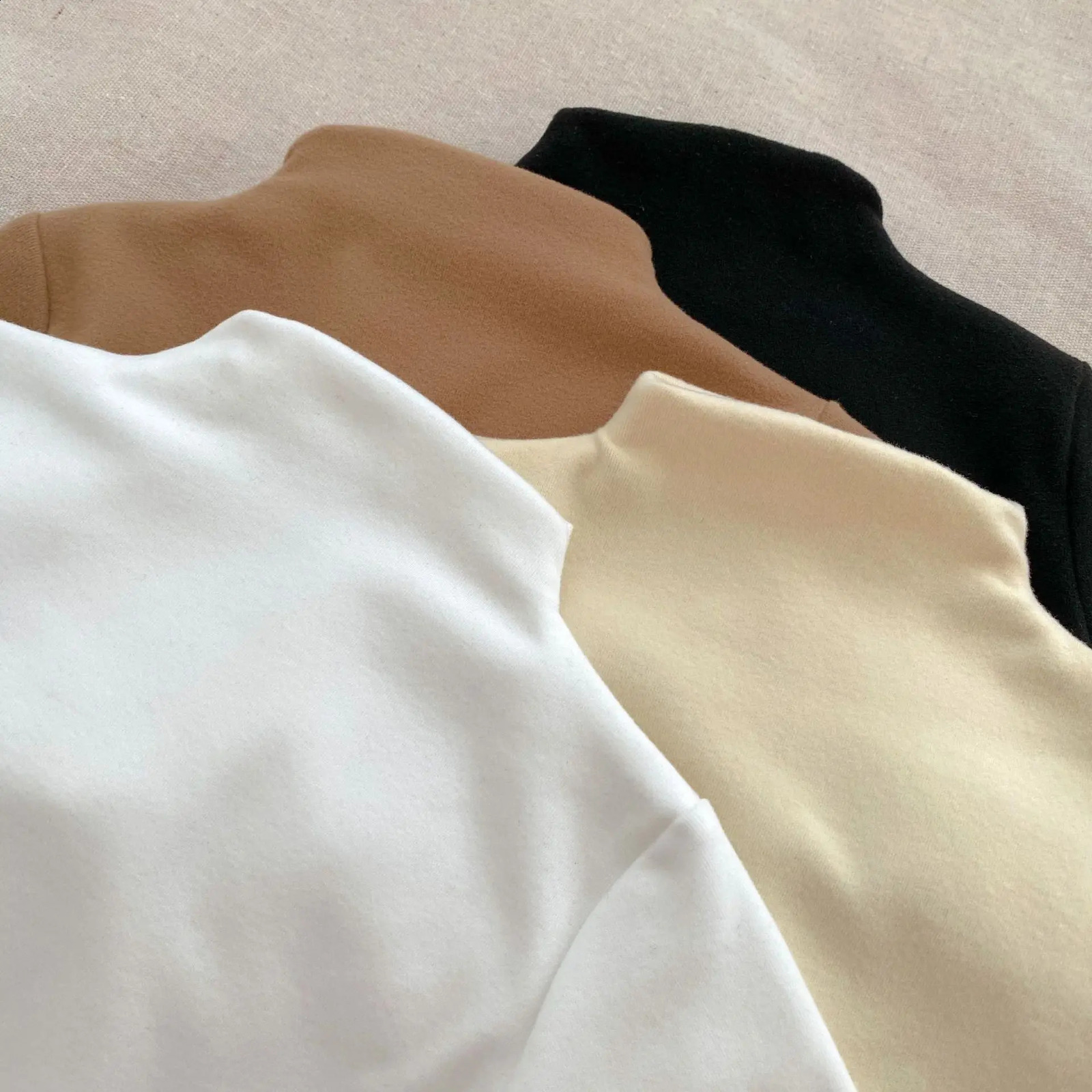 Autumn Winter Fashion Boy Baby Solid Turtleneck Long Sleeves Bottoming Shirt Girl Infant Cotton Casual Tshirt Kid Tops Clothes 250812