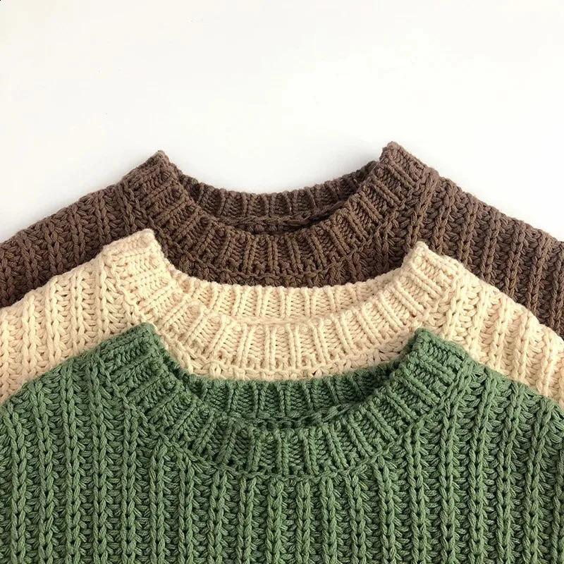 Spring Autumn Kids Sweaters Brief Style Loose Girls Boys Pullover Base Knitwear Children Clothes 250813
