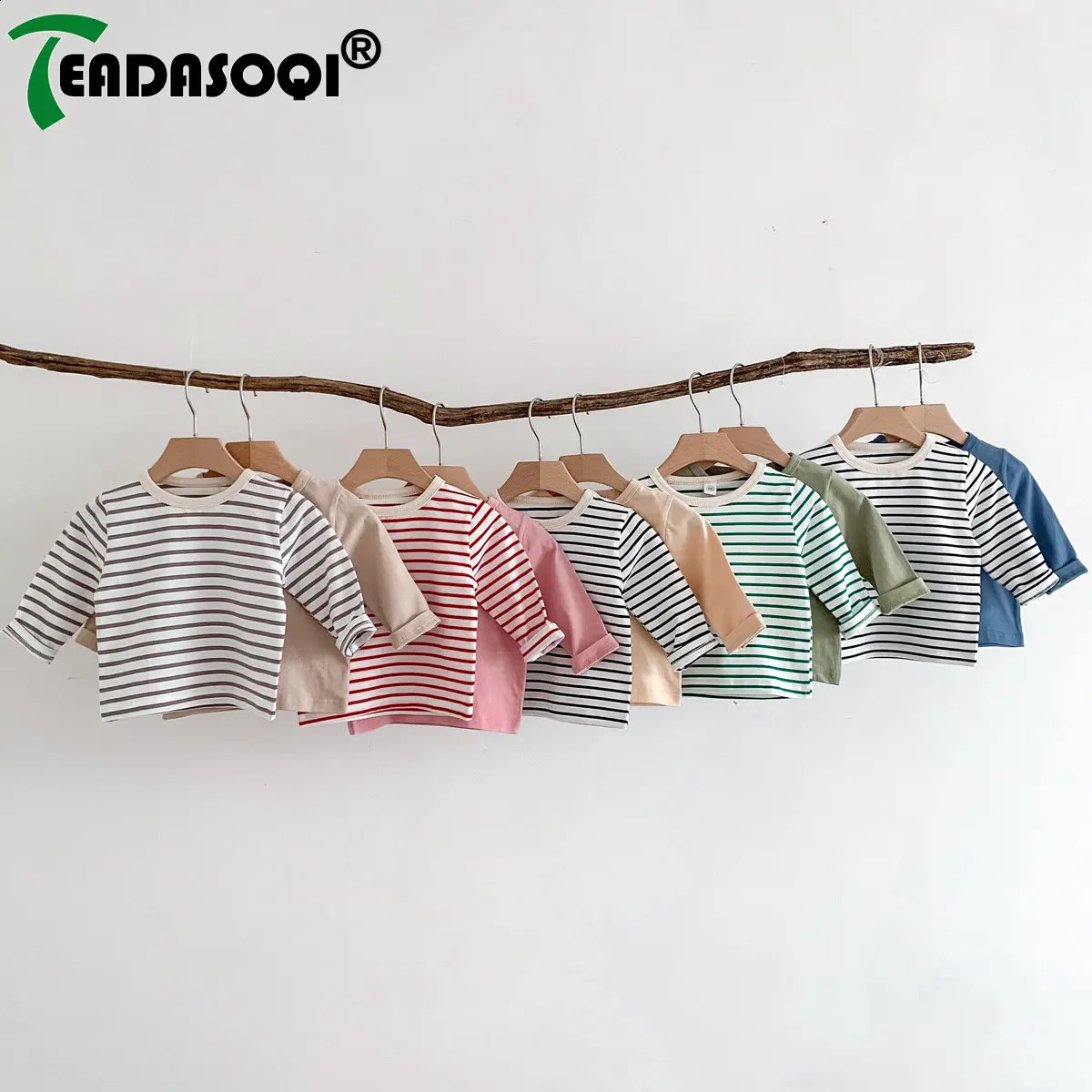 Autumn Blouse with Sleeve for Baby Boys Simple Striped Long Tshirt Pullover Bottoming Shirt Girls Cotton Undershirt 250812