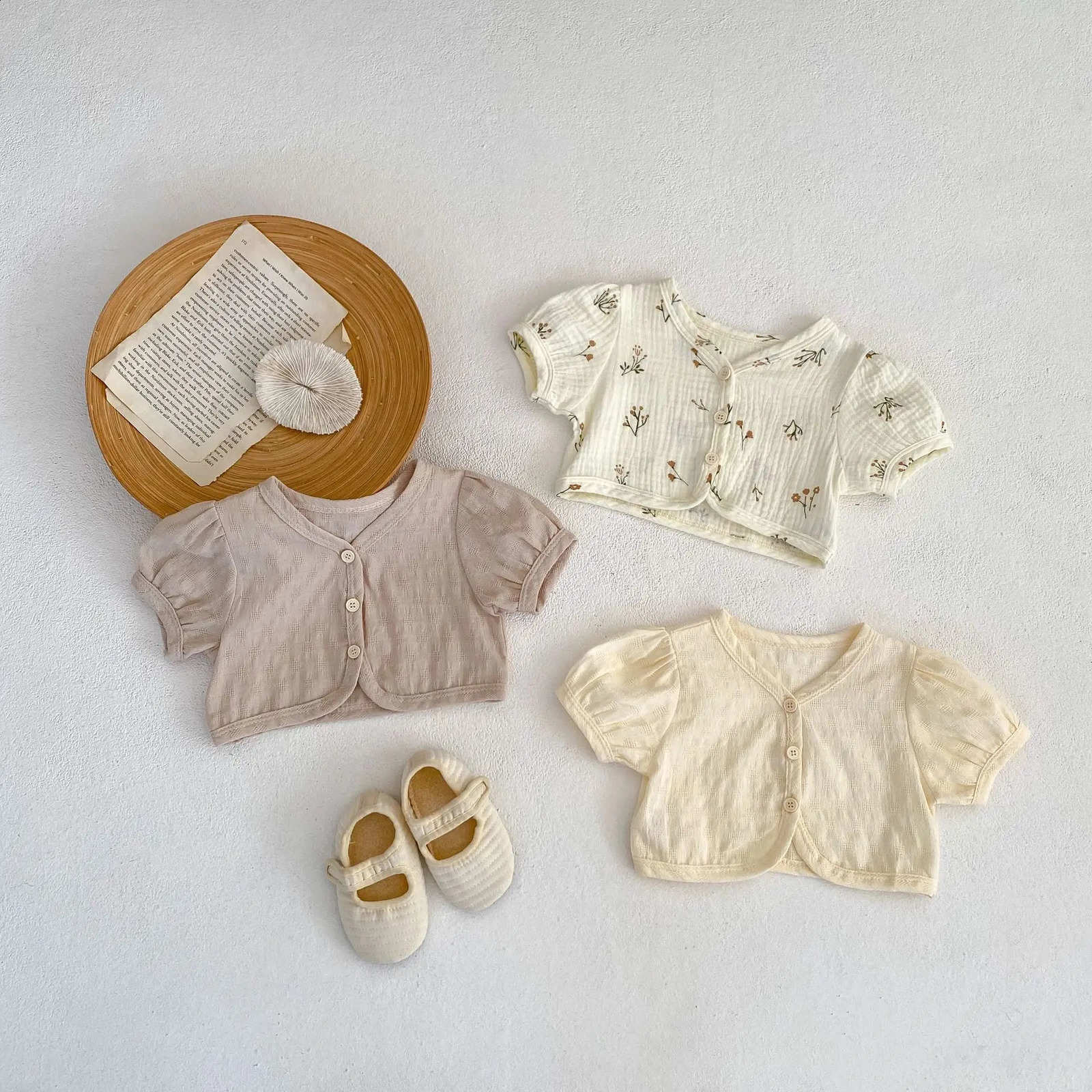 Summer Baby Men And Womens Simple Fashion All The Floral Bubble ShortSleeved Coat Short Necessary Small Cardigan 250812