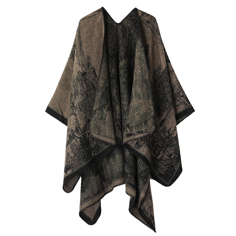 K1648 Jiangnan Water Village Knitted Shawl High-end National Style Cape Western Sichuan Yunnan Travel Outfit Imitation Cashmere Cape Women