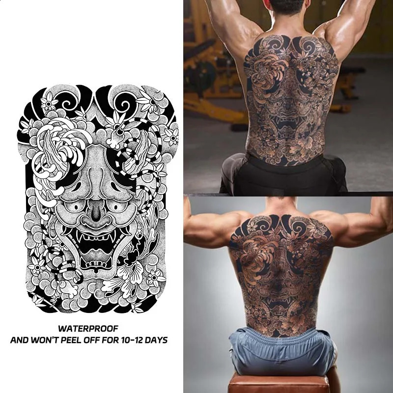 Japanese Style FullBack Demon LongLasting Waterproof 12 Weeks Temporary Tattoo Realistic Semianent 250809