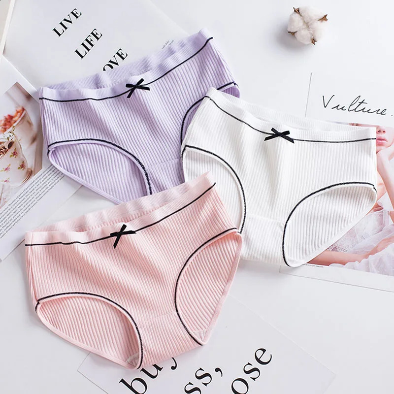 5PcsPack Youth Children Underwear Highquality Cotton Comfortable Girls Panties Solid MidWaist Briefs Breathable Kids Undies 250812