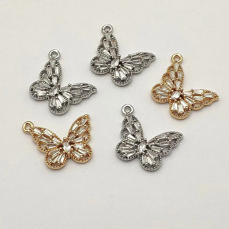 Arrival 21x19mm 50pcs Cubic Zirconia Pendants Butterfly Charm For Handmade Necklace/Earrings DIY PartsJewelry Findings 250807