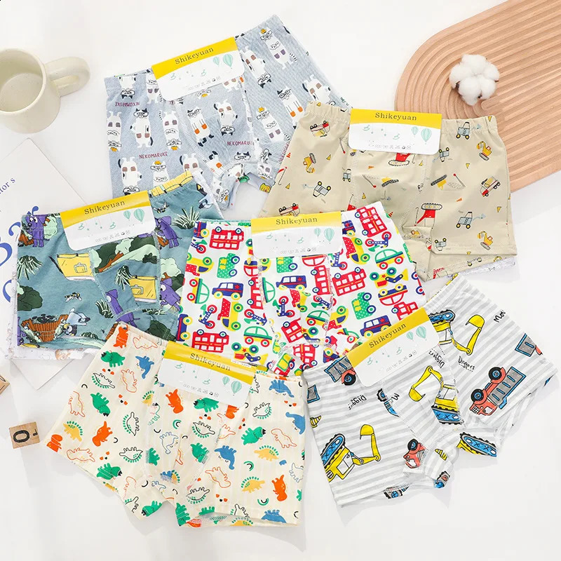 24812 pcs Boys Boxer Briefs Kids Cotton Underwear Baby Boy Underpants All Over Cartoon Print Soft Children Panties 250812