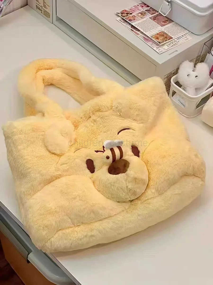 Disney Disney Winnie The Pooh Shoulder Bag Anime Plush Toy Kawaii Large-Capacity Cartoon Leisure Handbag Kid Christmas Girl Gifts W250813