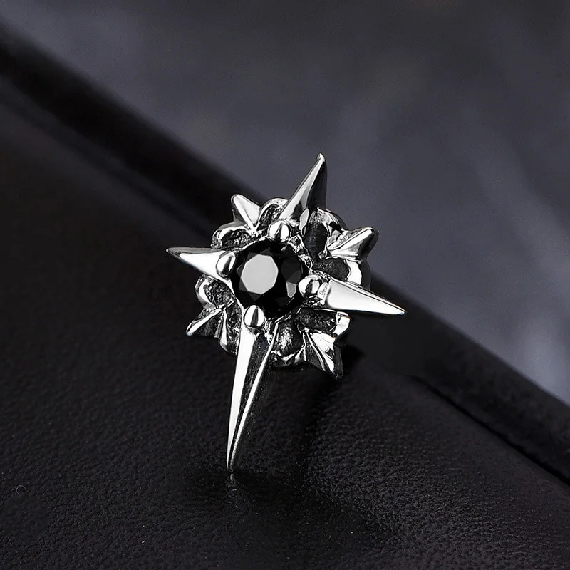 1Pair Cross Star Black and White Zirconia Stud Earrings for Women/Men Pop Punk Gothic Party Jewelry 250812