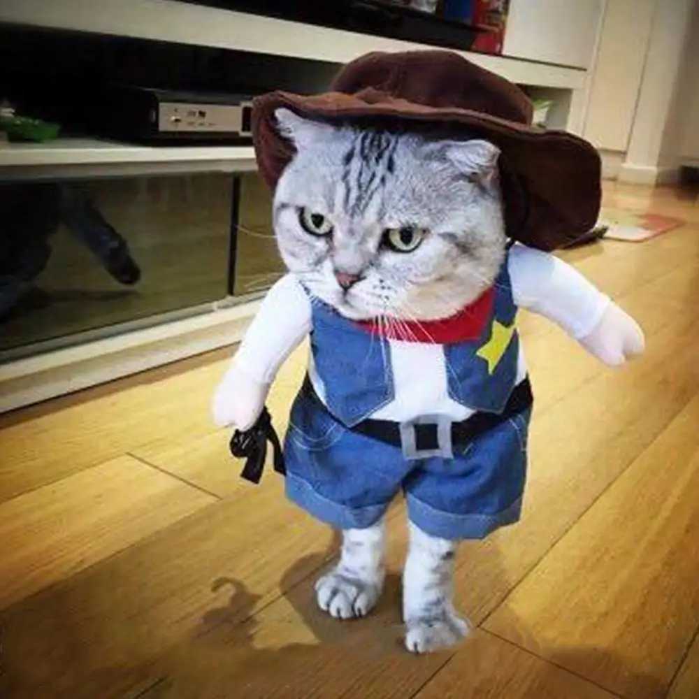 Halloween Dog Cat Costumes Western Cowboy Uniform with Hat Funny Pet Cowboy Outfit Funny Costume Clothing for Cats Small Dogs A4W6 XJ250813