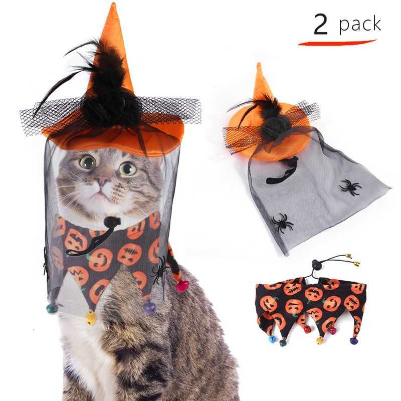Halloween Pet Dog Scarf Hat Set Pumpkin Skull Pet Dog Bandanas Dogs Cats Funny Festive Set Pet Supplies Party Photography PropsXJ250813