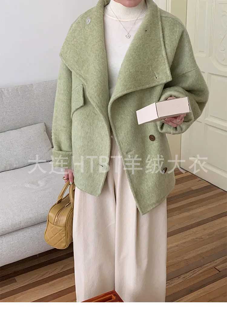 New Winter Short Woolen Coat Fashion Casual Warm Mulberry Silk Lapel Double-sided Wool Coat Loose Suit Jacket Female Tide Autumn Z250813