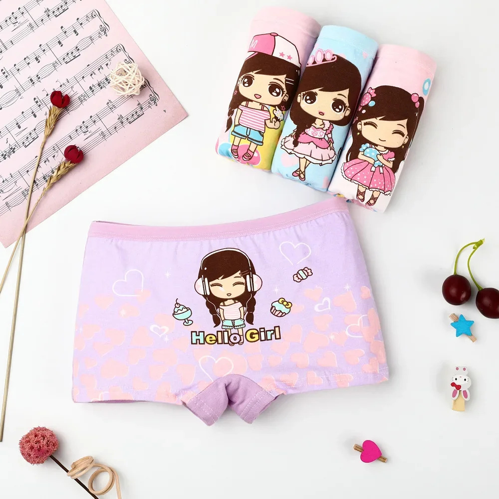 4Pcs Baby Girls Panties Cotton Soft Cartoon Child Underwear for Kids Boxer Breathable Teen Childrens Briefs 250812
