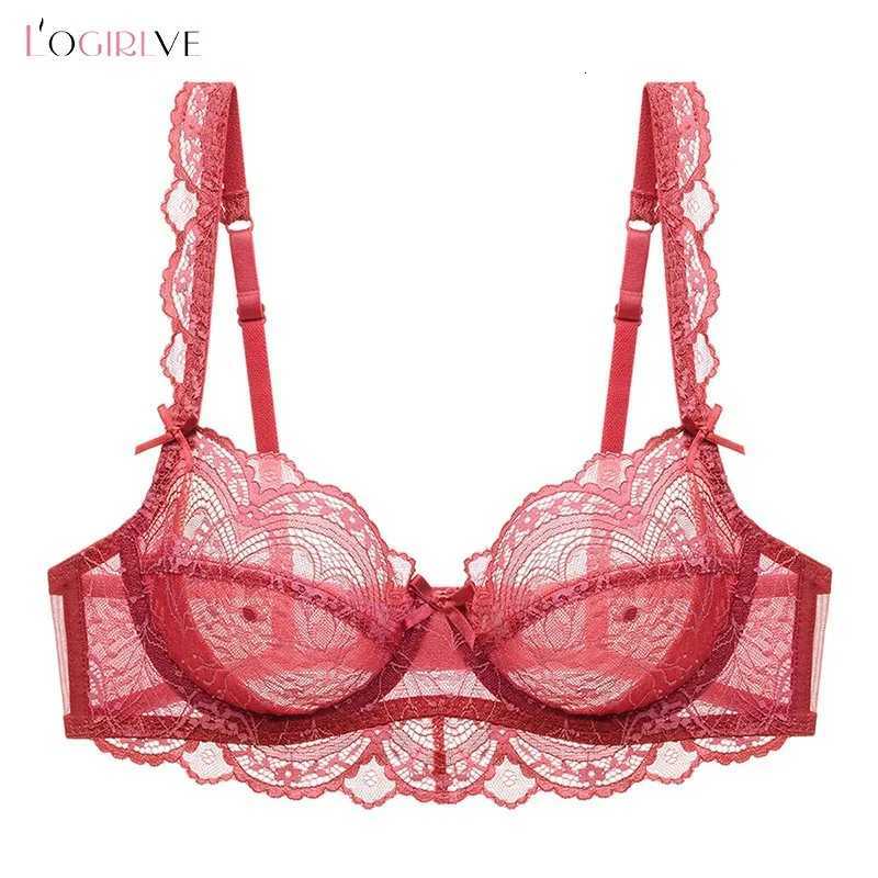 Logirlve Sexy Underwear Plus Size Cup Embroidery Women Lingerie White Lace Bras Hollow out Ultrathin Bra Transparent BrassiereXJ250812