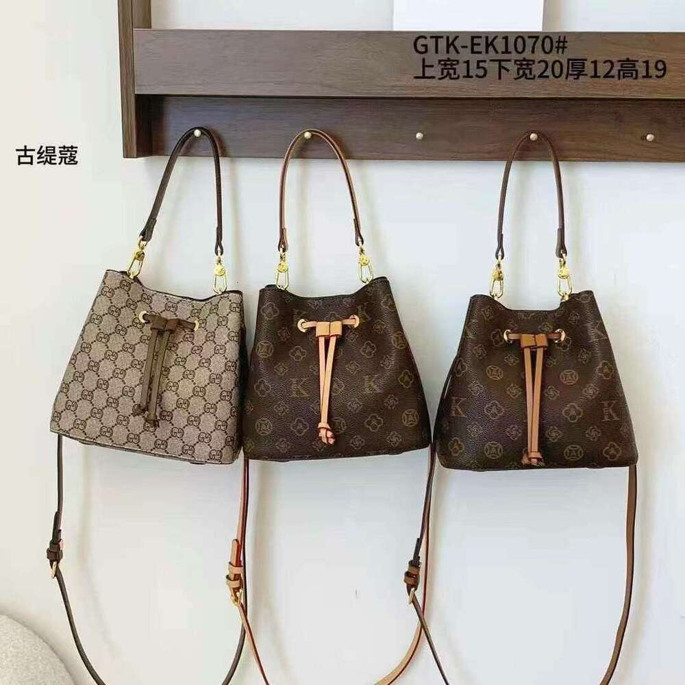 Gutiko 2025 New Women's Bucket High-End Versatile Crossbody Printed Elegant Drawstring Lucky Shoulder Bag