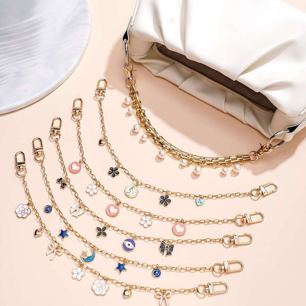 Hot Selling Metal Style Versatile Oil Drop Flower Pearl Wallet Crossbody Shoulder Bag Chain Pendant Accessory