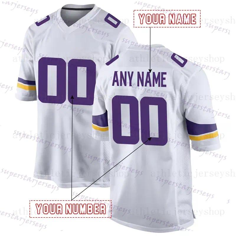 Personalized Custom Football Jersey Jefferson McCarthy Moss Darnold Addison Hockenson Smith Men Women Youth Embroidered Letter Number Desgined Polyest