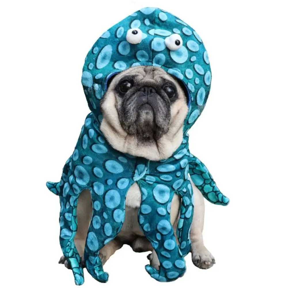 Creative Pet Transformation Outfit Blue Octopus Shape Dog Cosplay Costume Pet Costume Funny Halloween Pet Clothing XJ250813