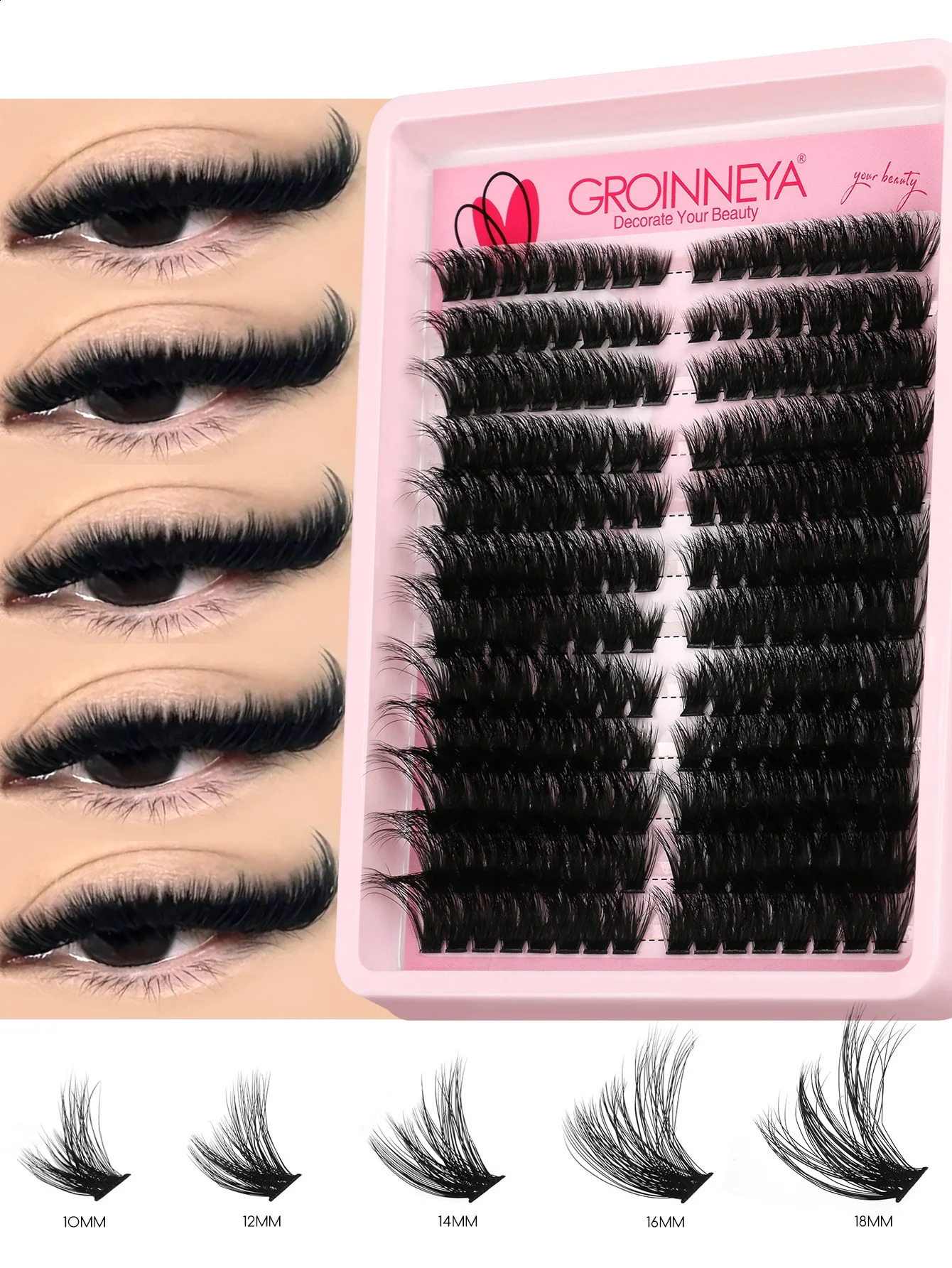 GROINNEYA Lashes Clusters Cat Eyelashes Wispy Individual s Volume Fluffy DIY Makeup 250811