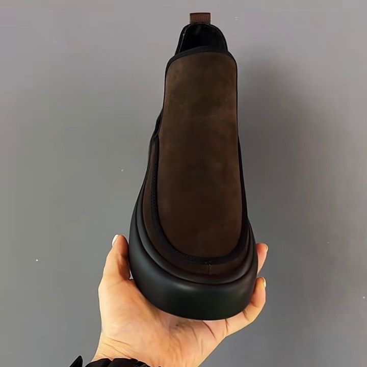 Autumn men's abrasive leather high help a foot turned fur casual boots