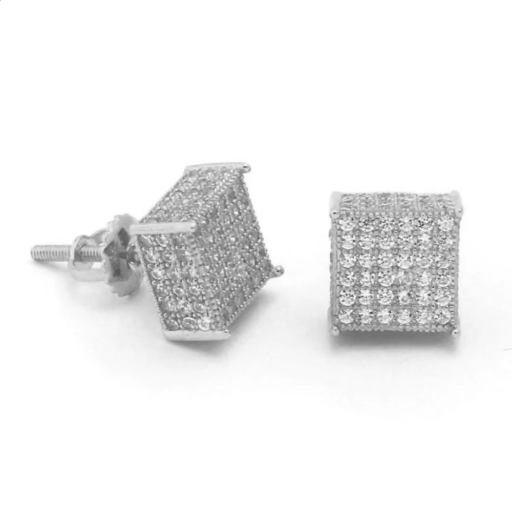 Men Stud Earrings Homme Hip Hop Rock Gold Color Bling Iced Out AA Zircon Screw Ear Piercings Fashion Jewelry OHE153 250812