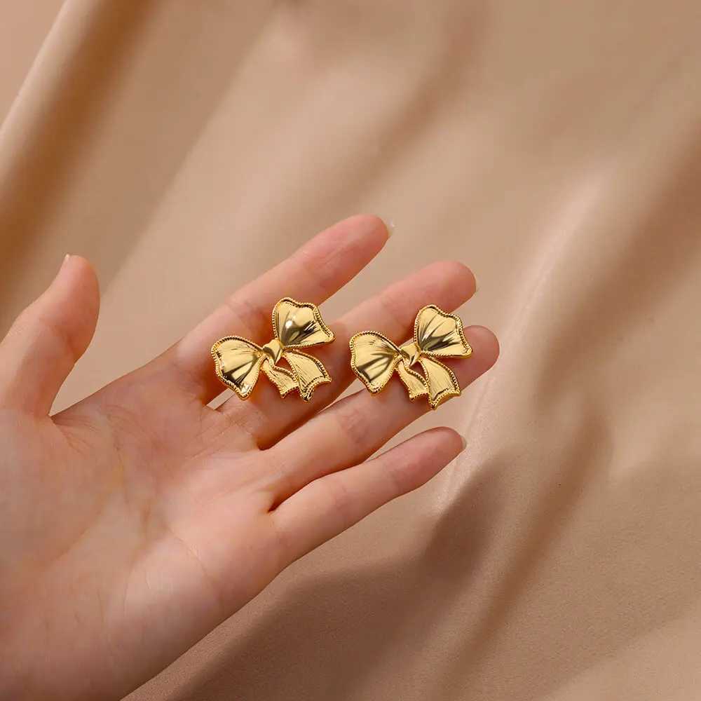 Bow Stainless Steel Stud Earrings for Women Creative Trendy Bownot Wedding Stud Earrings Trendy Banquet Jewelry Gifts BFF mujer Y250812