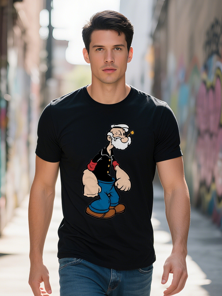 Design s Casual Round Neck T-Shirt with Colorful Cartoon Print Lightweight Ideal Summer Gift for Men