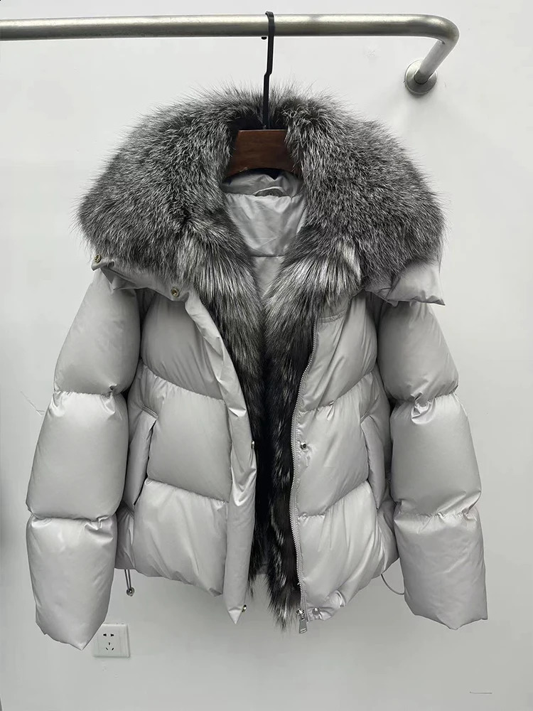 Winter Warm Women Natural Fox Fur Collar Coat Goose Down Jacket Parkas Puffer Jackets Fashion Clothing 250811