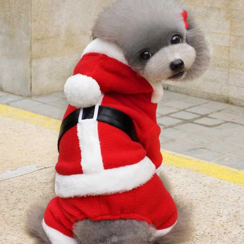 Funny Santa Christmas Costume Clothes for Small Pet Dogs Winter Dog Hooded Coat Jackets Puppy Cat Clothing Yorkie OutfitXJ250813