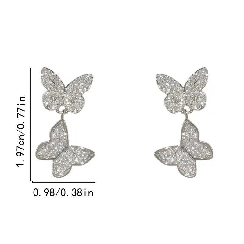 1 Pair Butterfly Stud Earrings With Cubic ZirconiaWomens Fashion Piercing Jewelry Girls Gift Y250812