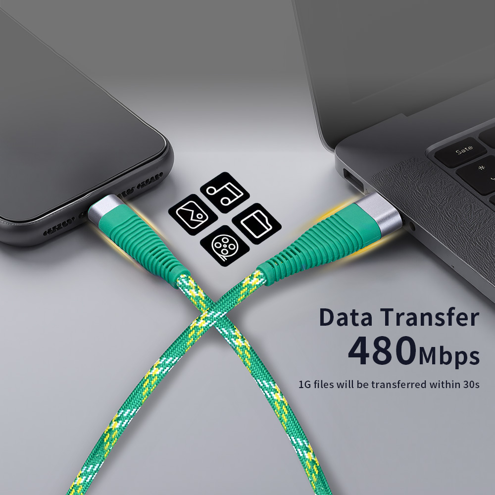 Durable High-Speed USB-A to USB-C Braided Cable with Tin Plated Connectors