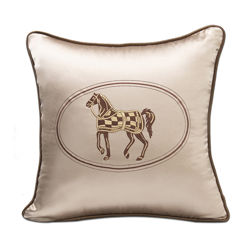 Luxury Pillow Case Embroidered square waist pillow living room bedside cushion pillow, Square Soft thick chenille Throw Bedside Back Pillow R250813
