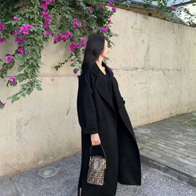 100% Wool Double-Sided Woolen Cashmere Coat Women Autumn Winter 2025 New Slim Temperament Female Casual Wool Coats With Belt Z250813