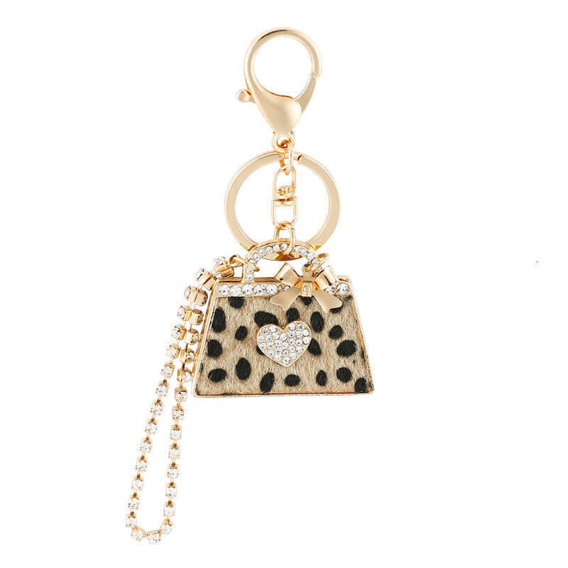 New Leopard Print Bag Shape Pendant Personalized Handbag Keychain Ring Exquisite Ornament