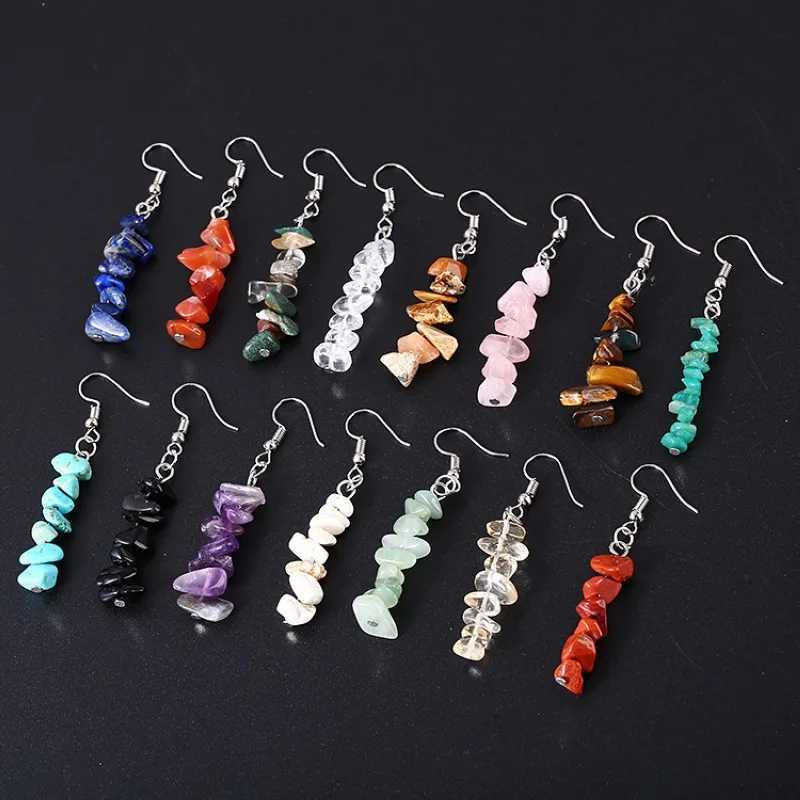 Natural Stone Beads Rose Quartz Amethyst Drop Earrings For Women Statement Dangle Earing Girls Jewelry Arete Party Gift Y250812
